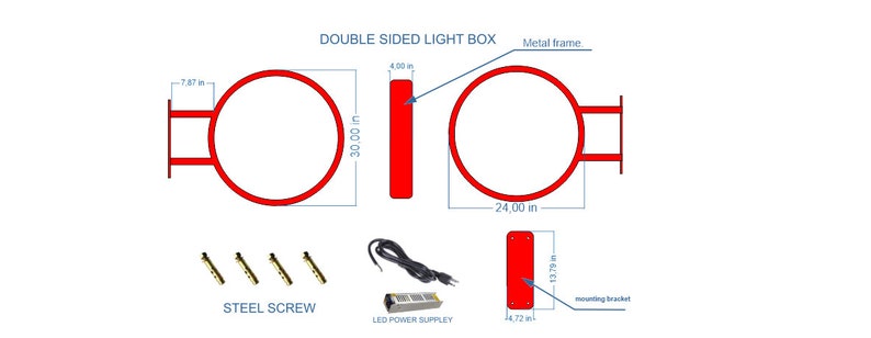 Round Light Box Store front Sign, Double Sided Projecting Light Box, LED Light Box Sign Board, Blade Sign, Outdoor Sign, Circle Custom Sign