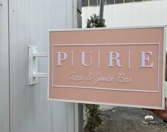 LED企業看板（両面）。LEDライトボックス看板。カスタムテキスト。両面