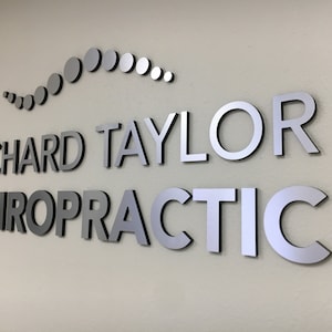 Custom 3D Sign for an Office Lobby, Brushed Logo Sign,Chiropractic sign, Shinny Logo Sign, 3D Wall Logo, Laser cut Logo, Office Wall Decor