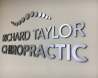 Custom 3D Sign for an Office Lobby, Brushed Logo Sign,Chiropractic sign, Shinny Logo Sign, 3D Wall Logo, Laser cut Logo, Office Wall Decor