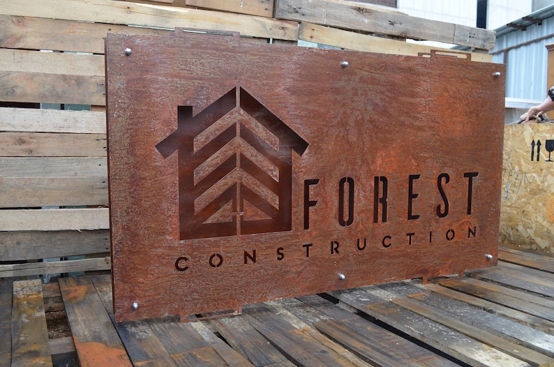 Custom Rusted Corten Steel Business Sign: Personalized Metal Signage - Etsy