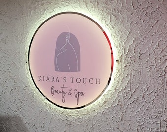 Custom Neon Acrylic Salon Sign: 3D Backlit Business Logo