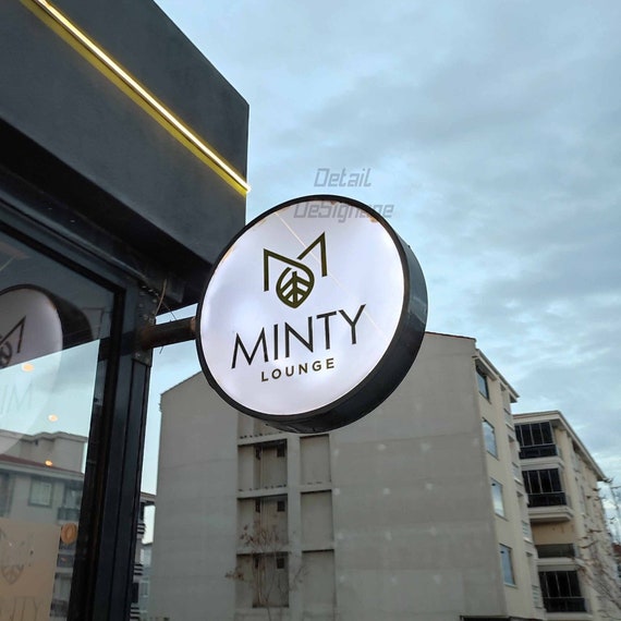 Round Light Box Store front Sign, Double Sided Projecting Light Box, LED Light Box Sign Board, Blade Sign, Outdoor Sign, Circle Custom Sign