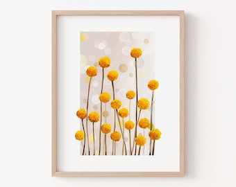 Metallic Billy Button-kunstprint, vintage keukendecor met bloemen