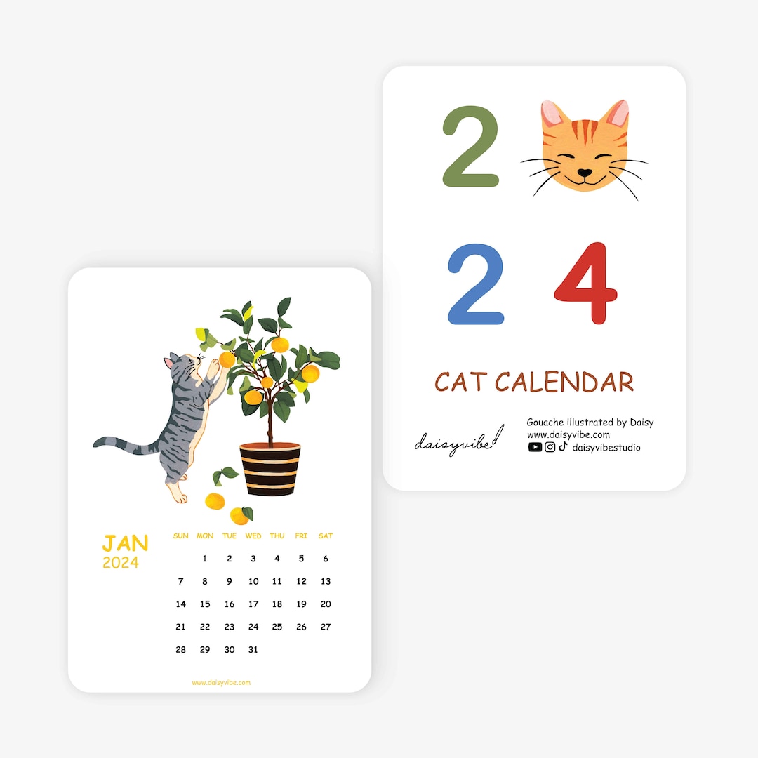 PREORDER 2024 Cat Desk Calendar Cat Lover Calendar 5 Etsy UK