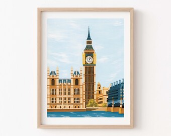 London konsttryck, Big Ben, Storbritannien reseposter