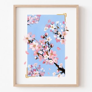 Gold Fertige Kirschblüten Kunstdruck, Botanischer Druck, Küchendekor, Küchenkunstdruck, Zitrone Poster, Vintage Poster Print