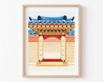 Tryck av Gyeongbokgungpalatset, resekonst i Sydkorea, Asiendekor