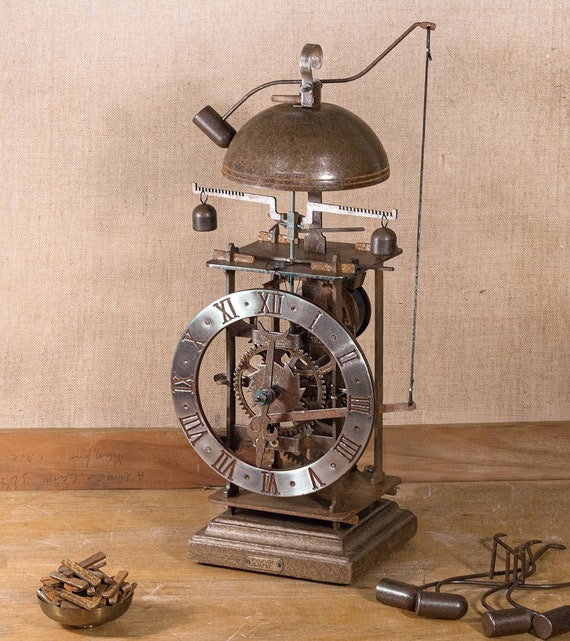 Antique Table Clock Mechanical Clock Rustic Style Iron Etsy