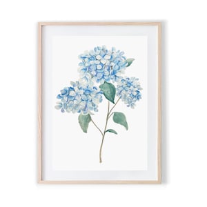 Vintage Style Hydrangea Print | Blue Hydrangea Wall Art | Multiple Color Hydrangea Botanical