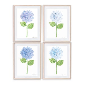 Botanical Wall art | Grandmillennial Prints | Hydrangea | Floral Wall art | Set of four wall art