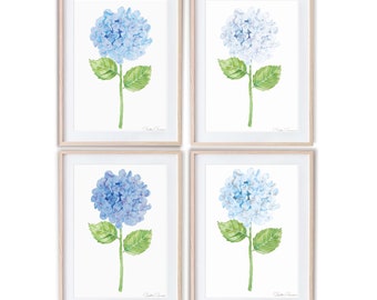 Botanical Wall art | Grandmillennial Prints | Hydrangea | Floral Wall art | Set of Two wall art