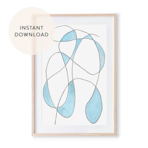 Printable One Line Drawing Abstract Scribble Art Print Modern Wall ...