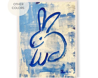 Choose your color Bunny Art Print | Abstract Rabbit Wall Decor | Nursery Decor | Nursery Wall Art | Preppy Decor