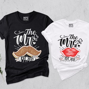 Lipstick Mustache Matching Shirts, Mr and Mrs Shirt, Matching Couples Shirts, Valentines Day Shirt, Wife And Hubs Shirt, Wedding Anniversary