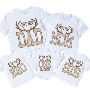 The Big One First Birthday Shirt, Hunting Deer Family Matching Birthday Tshirt, Bug Deer Antlers 1st Birthday Tshirt, Wild One Boy Party Tee