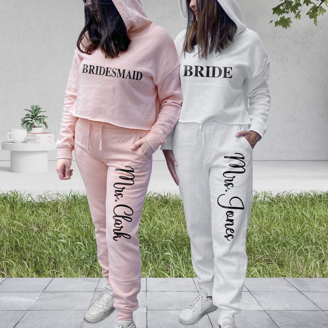 Personalized Bridal Party Sweatsuit Set, Custom Bride Jumpsuit, Bride