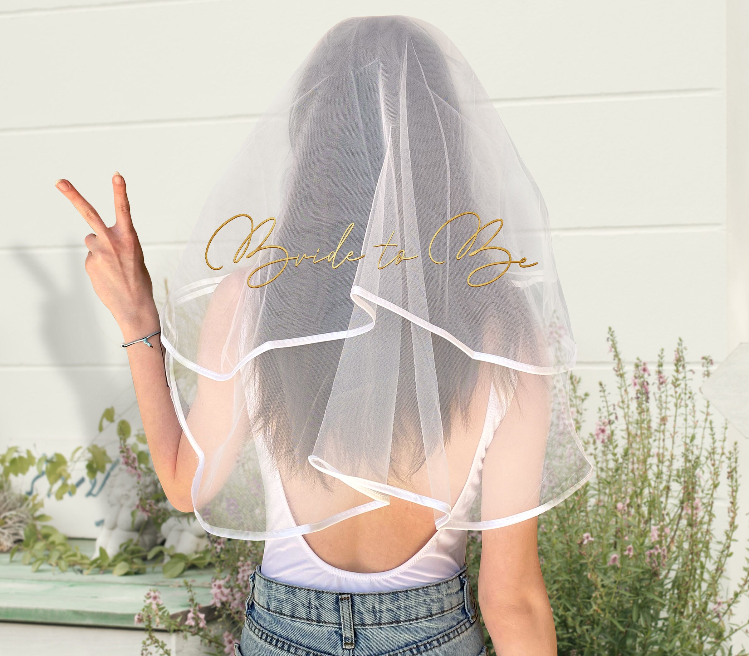 Bride Veil Bachelorette Party Veil Bridal Shower Veil Bride to Be Veil  EB3296MRS 