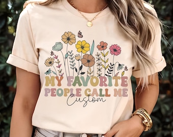 Custom Grandma T-Shirt, Floral Design, Personalized Grandma Gift
