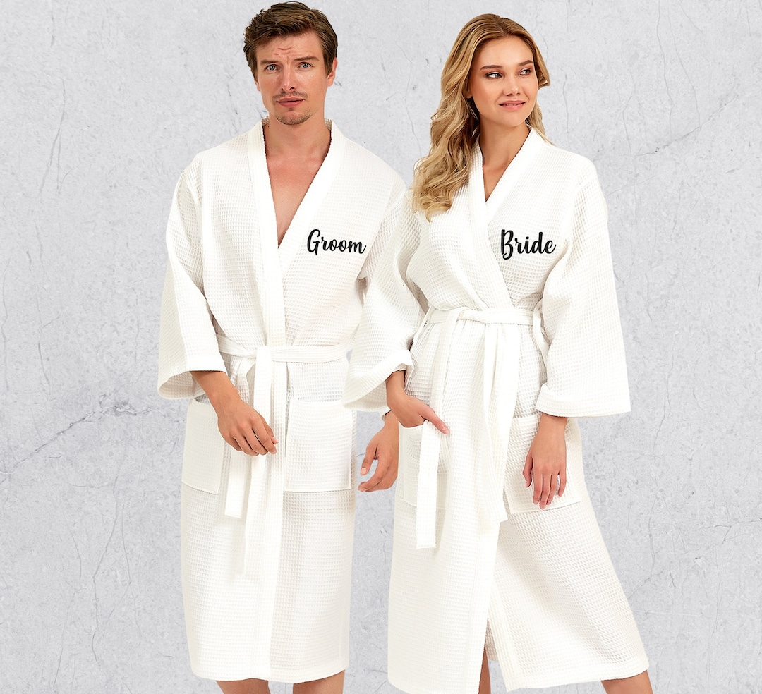 Custom Couple Robes, Personalized Couple Kimono Robes, Wedding