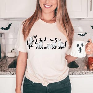 Halloween Cat Shirt,Cat T-Shirt, Ghost Shirt, Black Cat Shirt, 2024 Spooky Season, Cool Halloween Cat Shirt,Cat Lover Tshirt, Halloween Gift