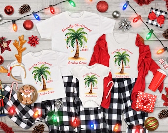 Tropical Christmas T-Shirt, Beach Palm Tree Family Matching Shirts