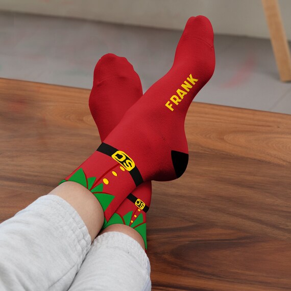 Custom Elf Socks Personalized Christmas Sock Green Elf Sock Etsy