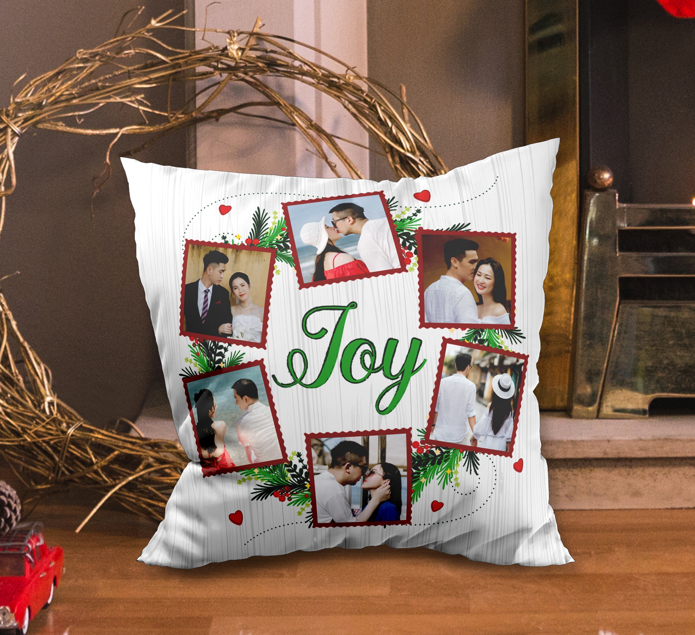 Custom Joy Christmas Pillow 2022 Christmas Pillowcases Etsy