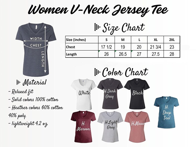 women's v - neck jersey tee sizes chart