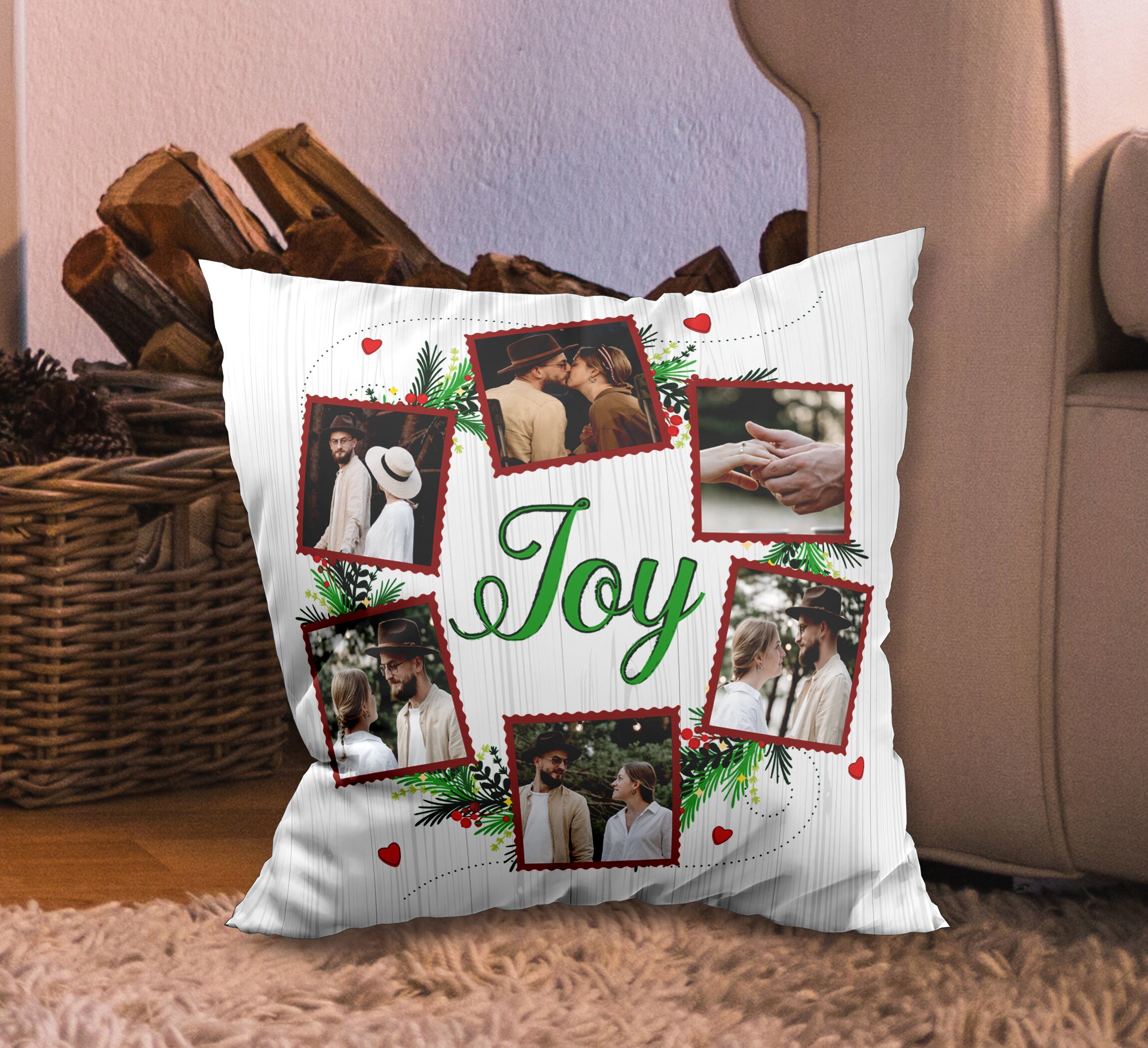 Custom Joy Christmas Pillow 2022 Christmas Pillowcases Etsy