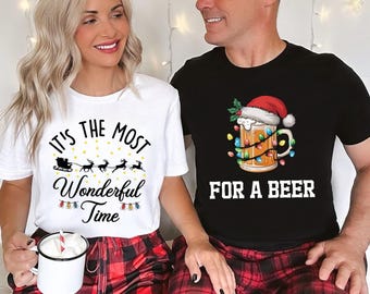 Christmas Couples Matching Shirts, Beer Holiday Tee