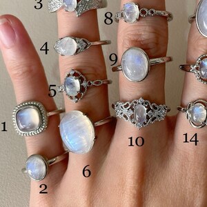 Natural Moonstone Ring, adjustable open end rings, silver moonstone ring, blue moonstone jewelry, blue flash moonstone, healing stone ring