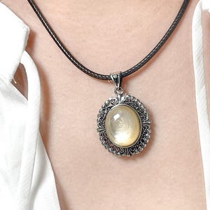 Golden Lepidolite Pendant Necklace, Silver Plated Chain, Balancing Stone Jewelry