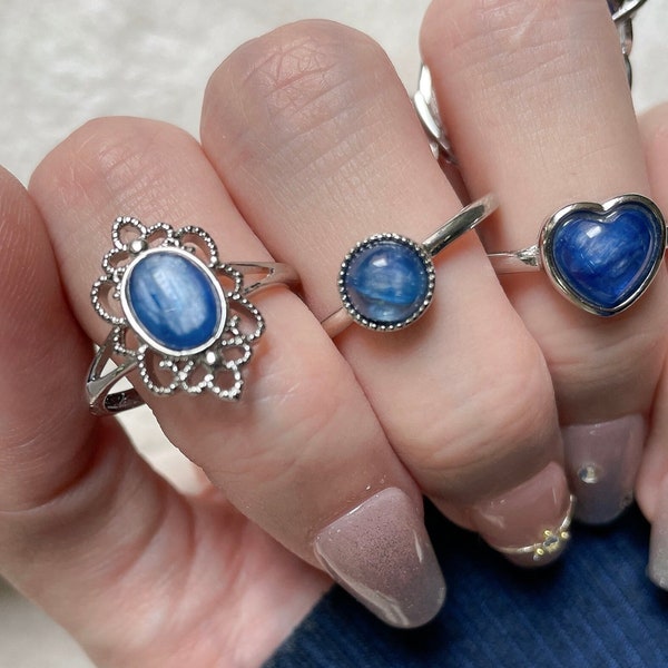 Kyanite ring, Kyanite jewelry, healing crystal ring, blue gemstone ring, everyday stone ring, natural kyanite jewelry, blue aesthetics