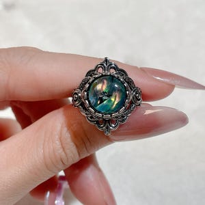 Anello in conchiglia di abalone, anelli placcati argento regolabili in stile vintage