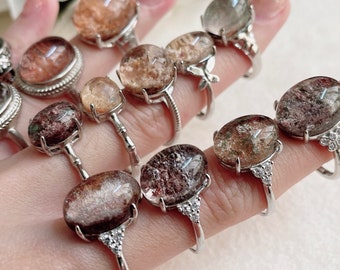 Lodolite rings, Garden Quartz ring, healing crystal rings , Garden Quartz crystal , Lodolite crystal , scenic quartz , red lodolite