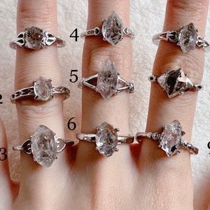Herkimer Rings - Herkimer Quartz Crystal - Raw Diamond quartz Rings - Raw Crystals Ring - Herkimer Diamonds - Rough Diamond crystals