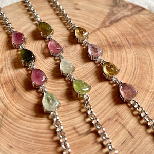 Tourmaline bracelet, healing crystal bracelet, energy bracelet for women, rainbow bracelet, heart bracelet, gift for her, bracelet for her