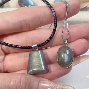 Natural flash labradorite pendant, healing energy stone pendant, pear shaped crystal, chunky boho necklace, stone necklace for stacking