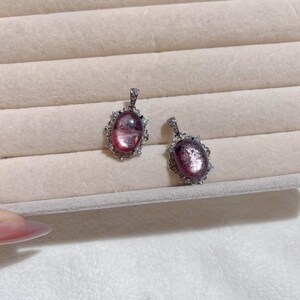 Lepidolite Pendant Necklace, Silver Plated Lace Setting, Natural Crystal Stone image 4