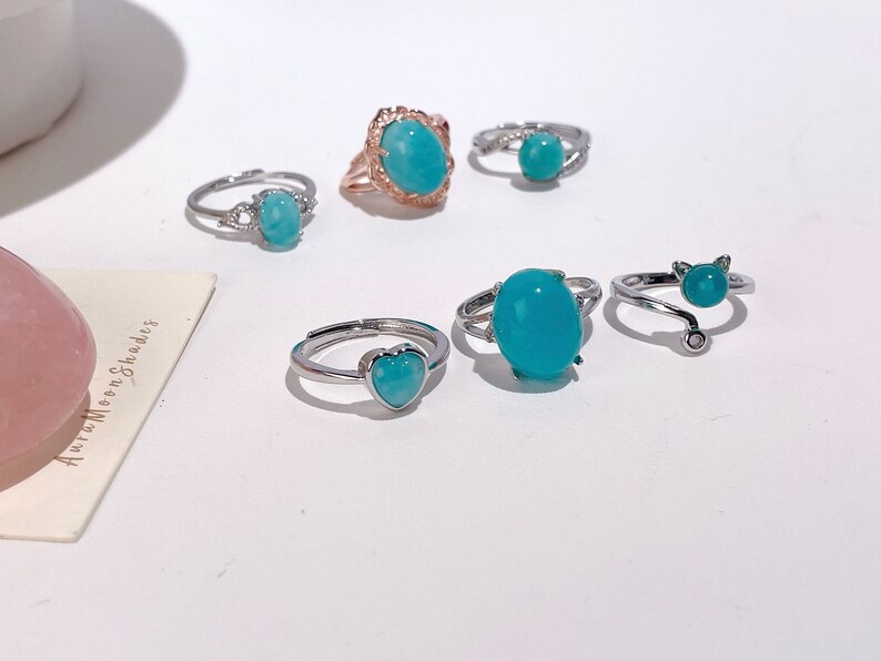 Amazonite crystals ring, adjustable crystal ring,  blue green stone, blue crystals, green crystals, ariel ring, mermaid jewelry, dainty energy stone ring,healer crystals jewelry, anti anxiety, stress relief, meditation stone, calming stone ring