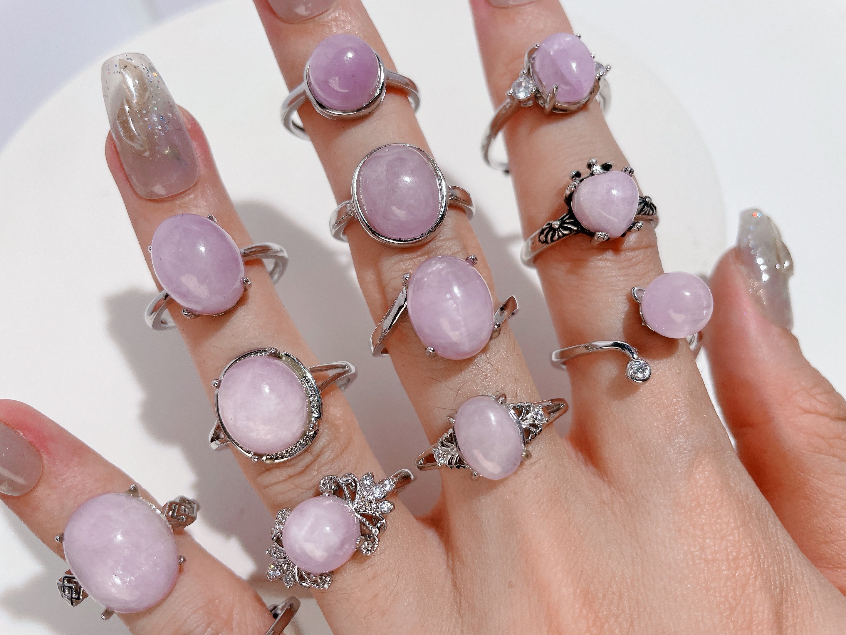 Acquista Anello Di Fidanzamento Essru In Taglio Princess 1.25 Carati , Oro Bianco 585 Kunzite - Foto 8