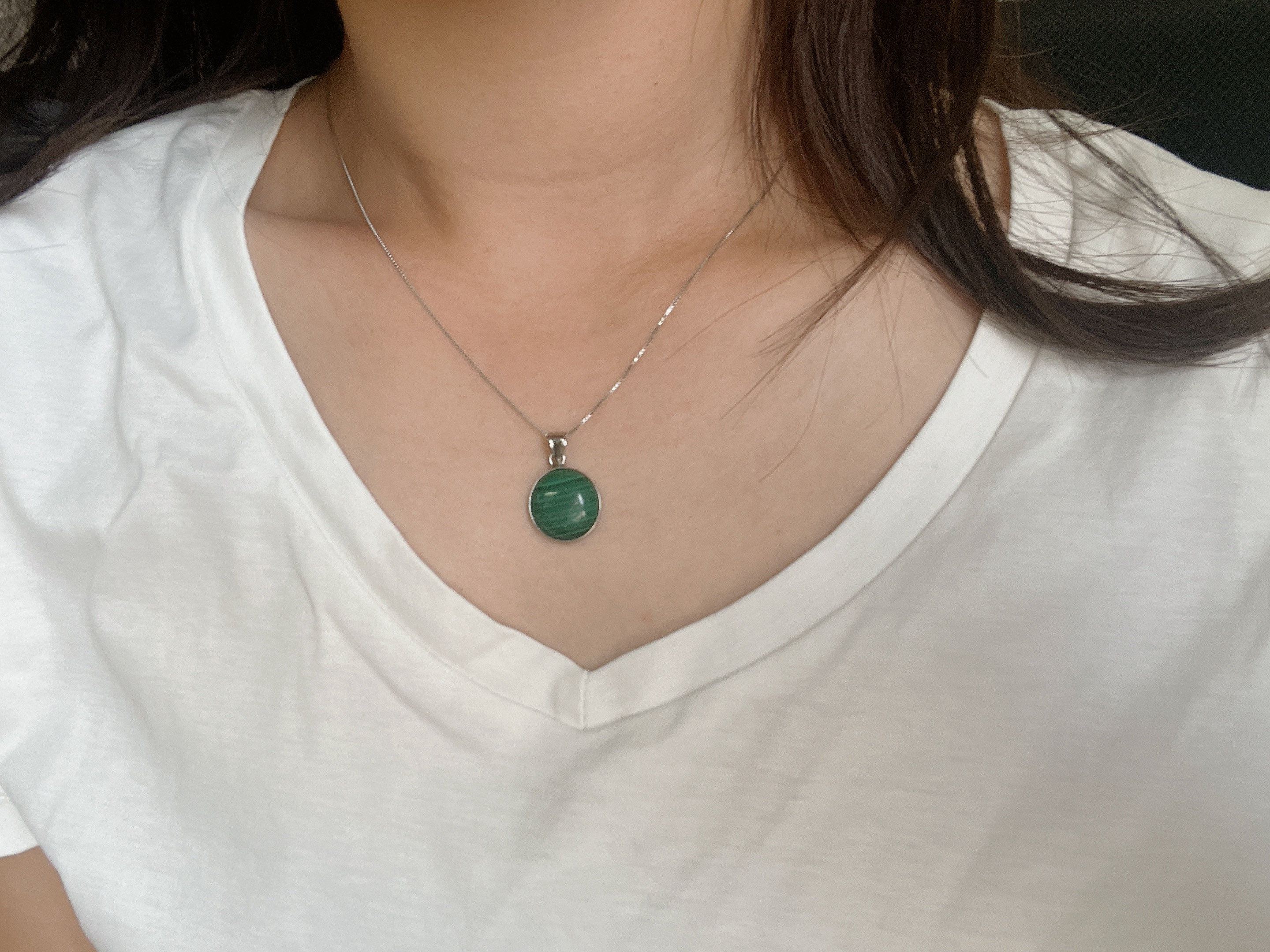 Dillard's Malachite Stone Round Short Pendant Necklace