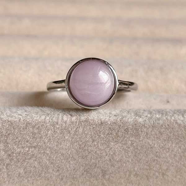 Kunzite ring, crystal ring adjustable, healing crystal ring, birthstone gift, calming energy, pink kunzite, silver plated , everyday ring