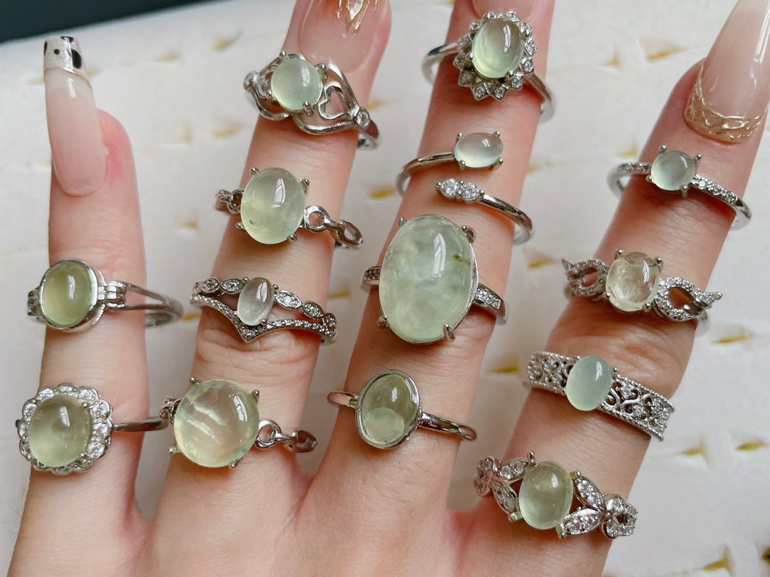 Natural Prehnite Ring, Healing Crystal Rings, Anxiety Relief, Protection Stone, Calming Energy, Heart Chakra, Green Crystal Stone Ring - Etsy Japan