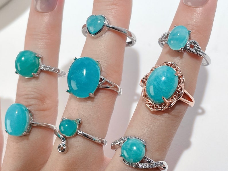 Amazonite crystals ring, adjustable crystal ring,  blue green stone, blue crystals, green crystals, ariel ring, mermaid jewelry, dainty energy stone ring,healer crystals jewelry, anti anxiety, stress relief, meditation stone, calming stone ring