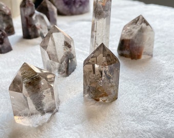 Natural Garden Quartz Tower Point, Lodolite Points , Phantom Quartz, Scenic Quartz , Garden Quartz , Inclusion Quartz Point mini tower