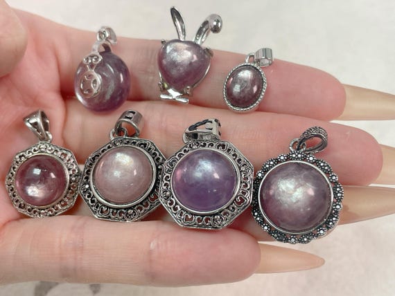 Purple Lepidolite Pendant Necklace, Healing Crystal