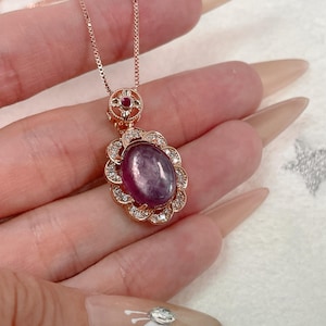 Rose gold plated Lepidolite pendant necklace, positive energy, princess charm, purple crystals, lilac crystals, healing crystal necklace