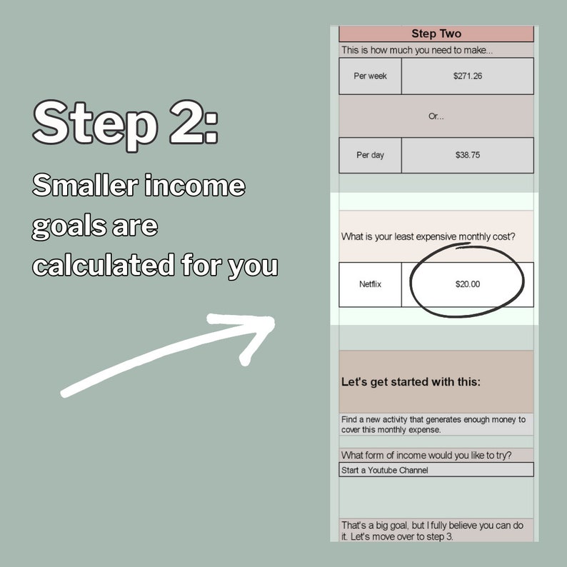 Side Hustle Budget Spreadsheet Template for Google Sheets, Goal